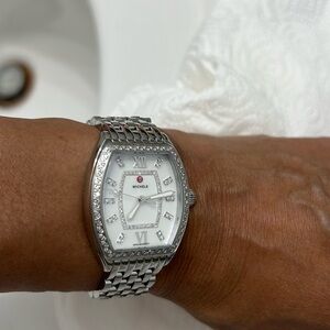 Michele diamond stainless steel watch